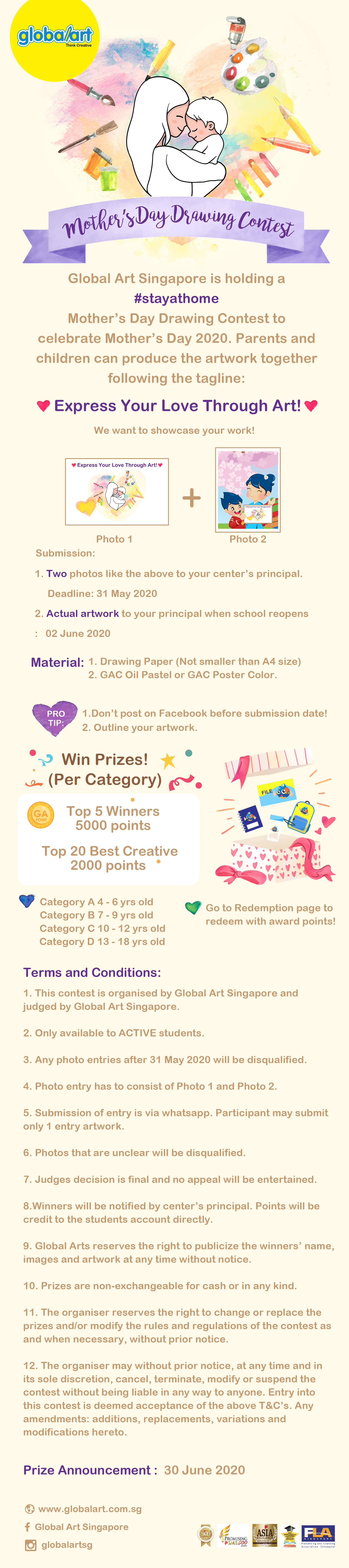 Mother's Day Drawing Contest 2020 - Best Art Classes Singapore (SG